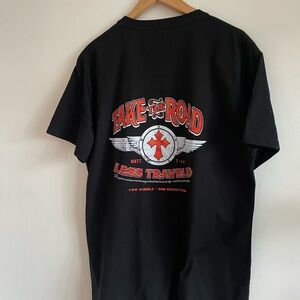 Men’s Christian ‘Take The Road Less Traveled’ Graphic Gym Workout Tee - Black